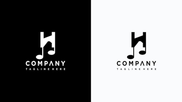 Letter h music logo design Premium Vector