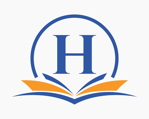 Letter H Onderwijs Logo Boek Concept Opleiding Carrière Teken Universiteit Academie Afstuderen Logo