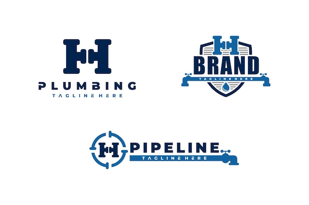 Vector letter h plumbing bundle logo