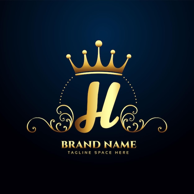 Letter H premium floral and crown logo design