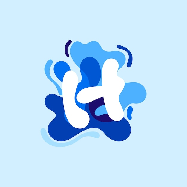 Vector letter h pure water logo swirling overlapping shape with splashing drops