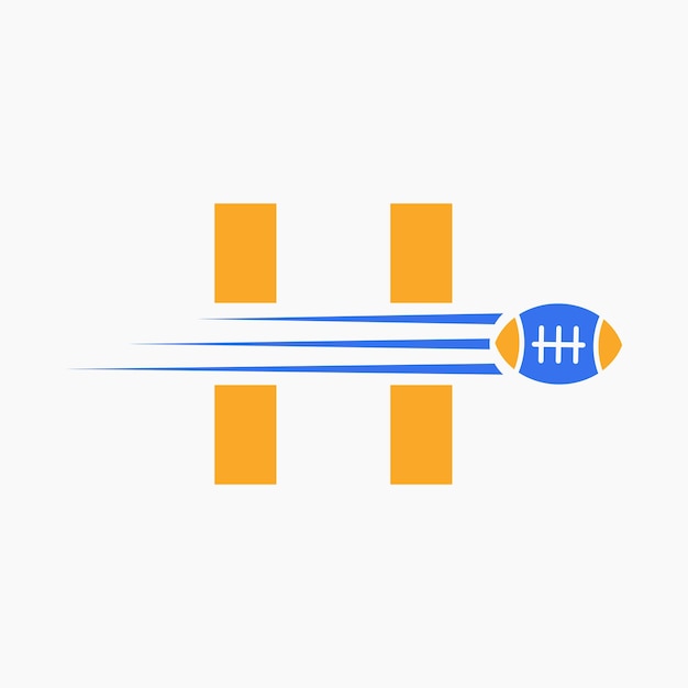 Vector letter h rugby football-logo combineer met rugby ball-pictogram voor american soccer club-symbool