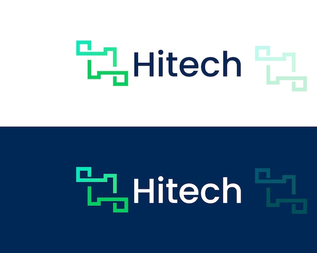 Modello di logo aziendale di lettera h tech e tecnologia