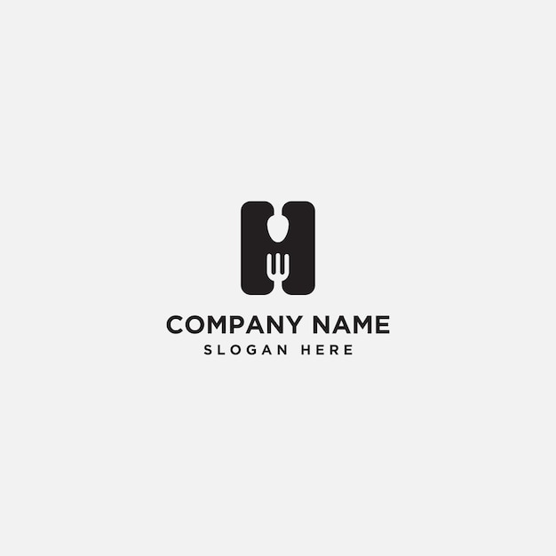 Letter h van lepel en vork voor restaurant logo pictogram ontwerpsjabloon