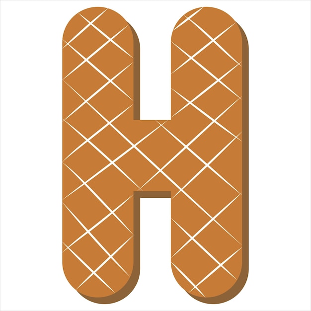 Letter H Vector set of alphabet holidays ginger cookie isolated Merry Christmas and Happy New Year