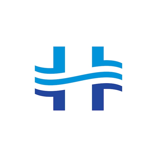 Буква h волна воды логотип иконы элементы шаблона дизайна