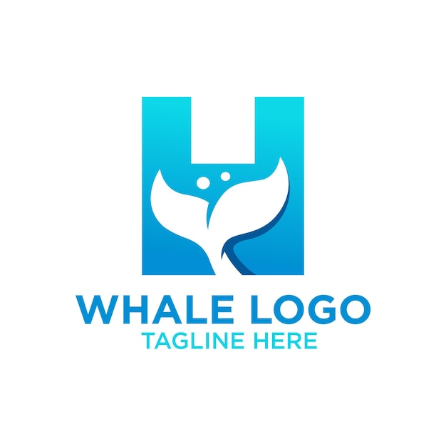 Letter H Whale Logo Design Template Inspiration Vector Illustration