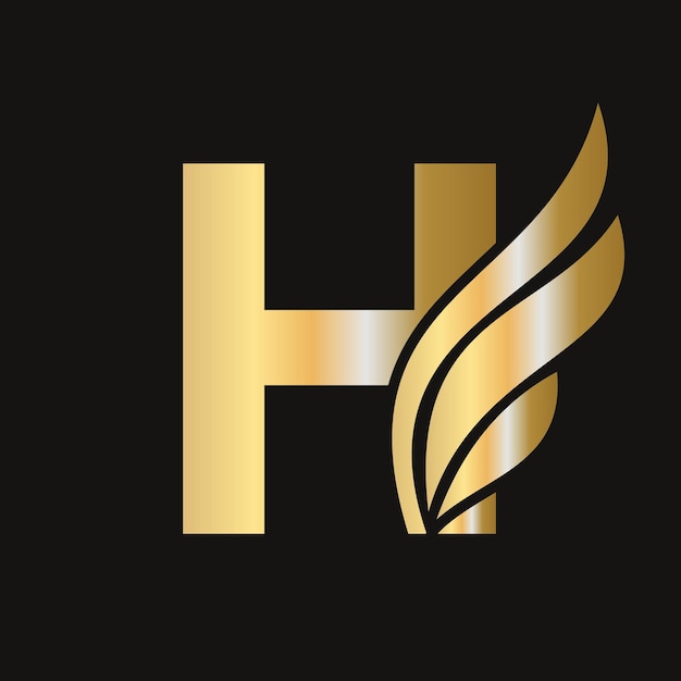 Vector letter h wing logo design voor vracht een transport symbool wing logo template