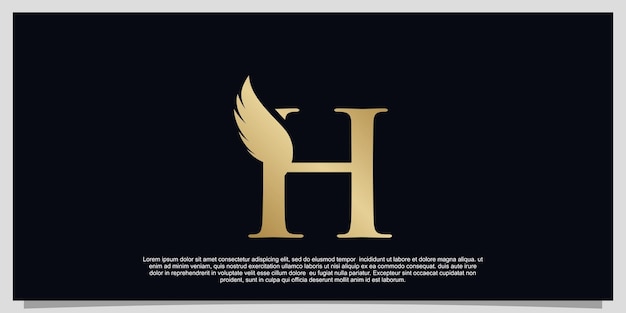 Letter H wings logo design simple concept Premium Vector