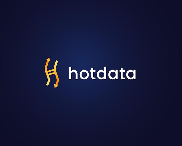 letter h with data arrow logo design template