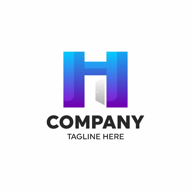 Letter h with door logo design