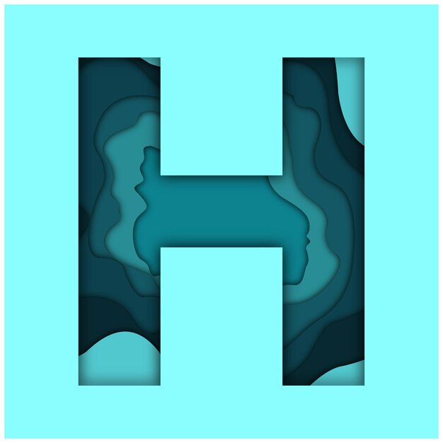 Letter H with paper cut effect