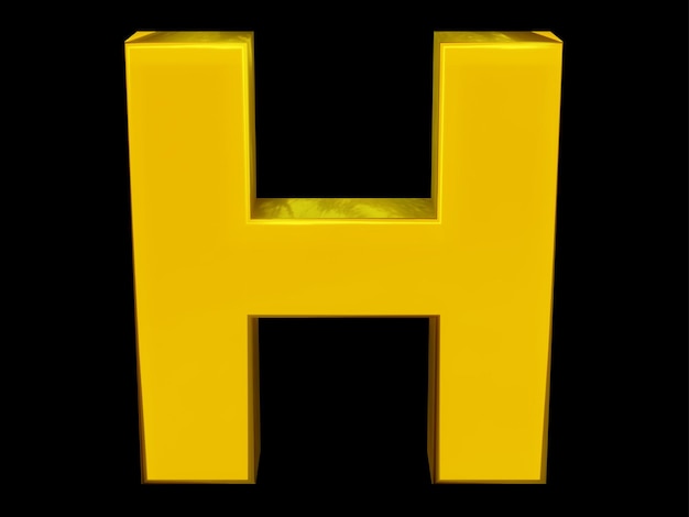 A letter h in yellow on a black background