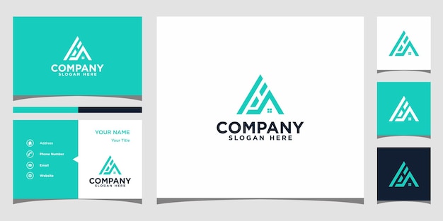 Letter ha home logo design and business card premium vector Premium Vector