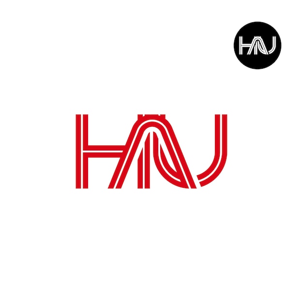 Vettore design del logo della lettera hau monogram con linee