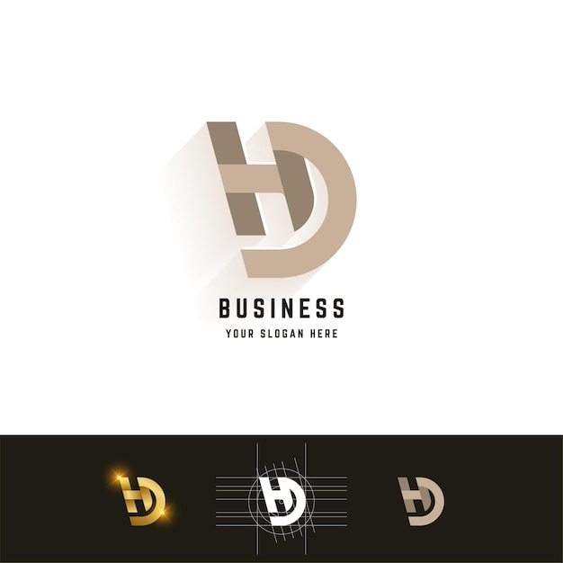 Логотип Letter HD или монограмма HP с сеткой