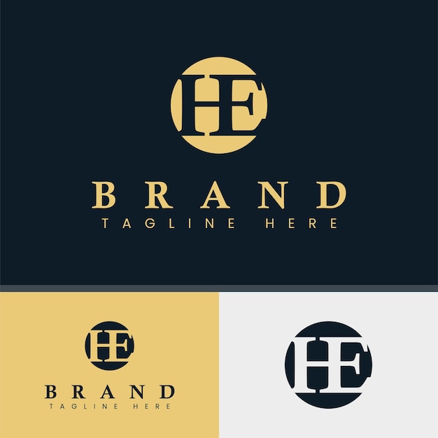 Letter HE Monogram Logo, geschikt voor elk bedrijf met HE of EH initialen.