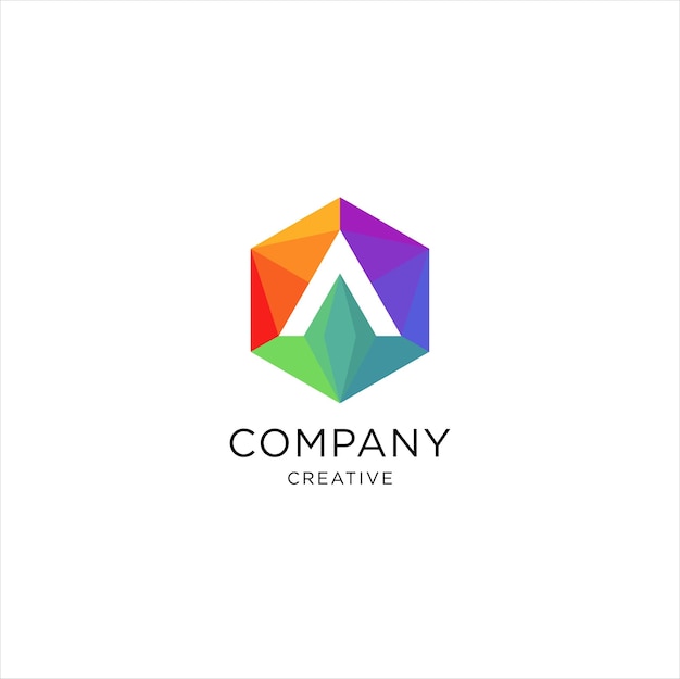 Буква A Hexagon Logo Абстрактный шестиугольник Логотип Letter A Colorful Design illustration