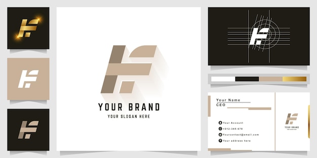 Letter Hf or Tf monogram logo with business card design