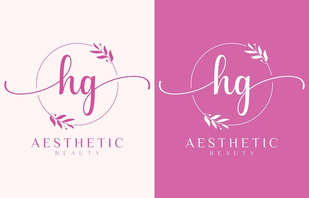 letter hg beauty logo with flourish ornament