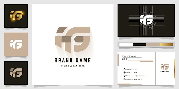 Letter HG or iG monogram logo with business card design