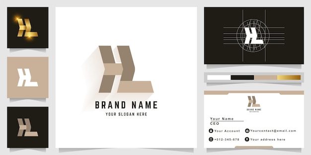 Letter HL or HZ monogram logo with business card design