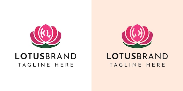 Letter HL and LH Lotus Logo Set suitable for business related to lotus flowers with HL or LH initials