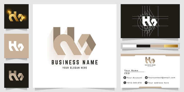 Letter hm or hn monogram logo with business card design