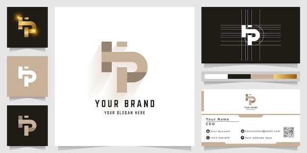 Letter hp or hb monogram logo with business card design