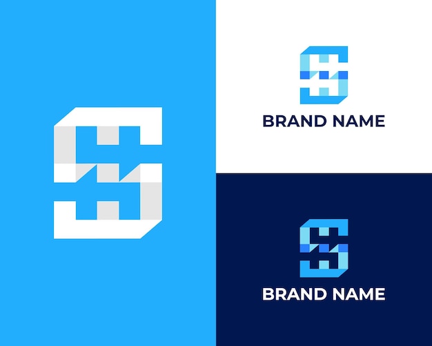 Letter hs, sh logo template vector