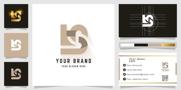 Letter HS or tS monogram logo with business card design