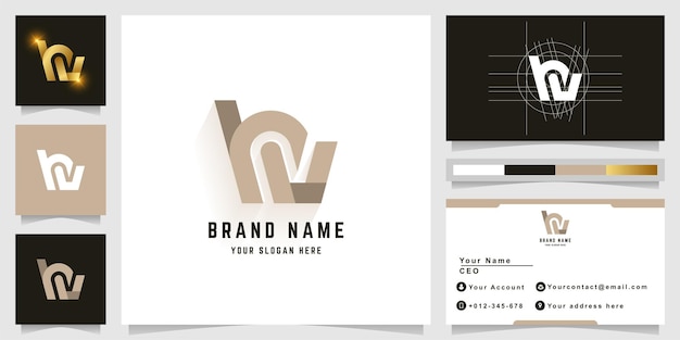 Letter hv or hn monogram logo with business card design