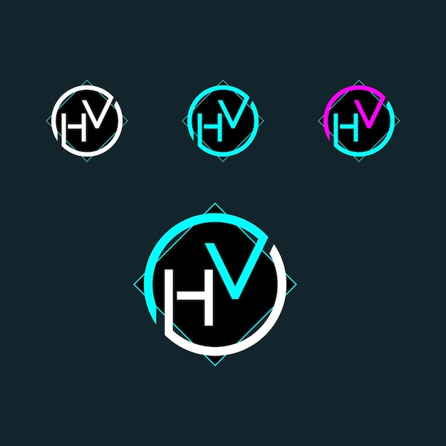 モダンな形状のレターHVまたはVHロゴデザイン