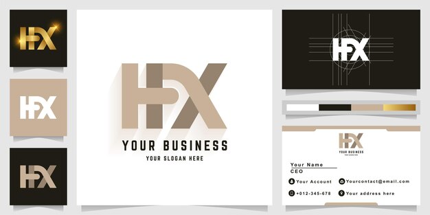 Vector letter hx or hfx monogram logo with business card design