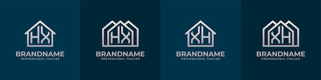 Letter HX and XH Home Logo Set Suitable for any business related to house real estate construction interior with HX or XH initials