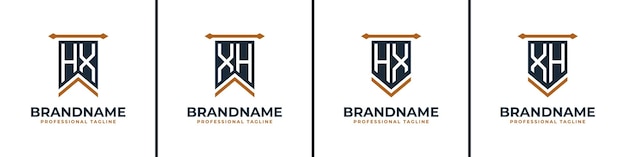 Буквы HX и XH Набор логотипов вымпела флага представляют победу Подходит для любого бизнеса с инициалами HX или XH
