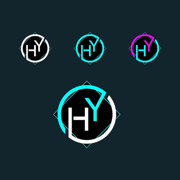 文字HYまたはYHのモダンな形のロゴデザイン