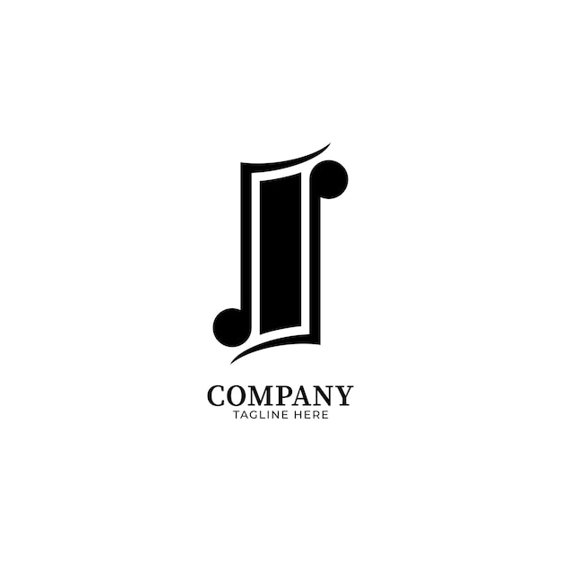 文字 i アルファベット音楽ロゴ デザイン ホワイト カラーの背景に分離初期と音符四分音符 8 ノート ロゴのコンセプト
