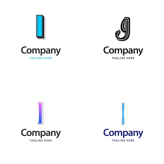 Letter I Big Logo Pack Design あなたのビジネスのための創造的なモダンなロゴデザイン