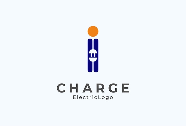 Letter i electric plug logo, letter i and plug combination, flat design logo template