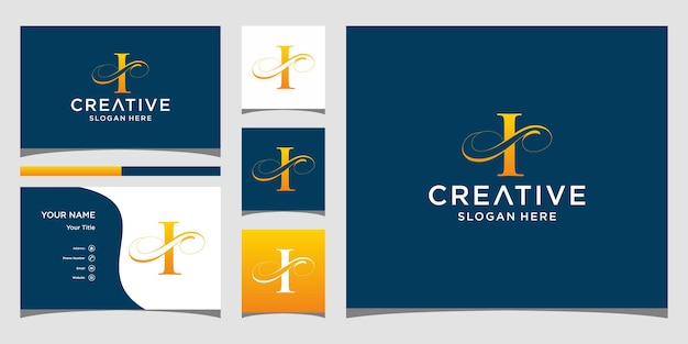 Letter I elegant logo-ontwerp met visitekaartjeontwerp