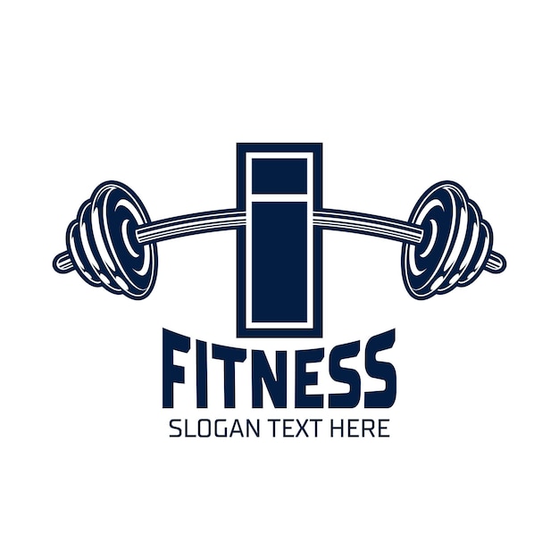 Lettera i fitness gym logo design template design per icona bilanciere palestra e fitness club