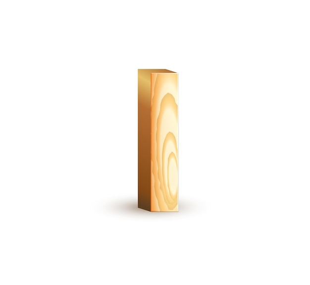 Lettera i isolato carattere geometrico in legno tipo di materiale in legno simboli alfabetici illustrazioni vettoriali