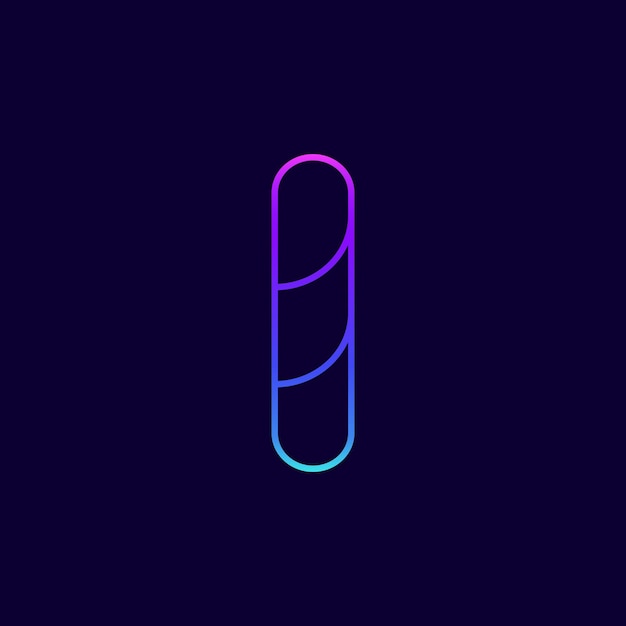 Letter i lijn kunst tech logo-ontwerp met verloop