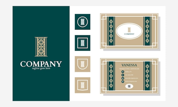 Vector letter i logo with business card