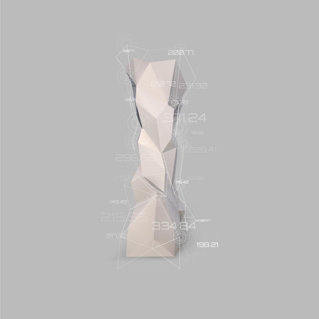 Letter I  in low poly style Abstract virtual transparent network with data Virtual object vector concept