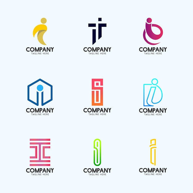 Lettera i collezione di loghi astratti moderni alfabeto logotipo geometrico per tutti i tipi di attività