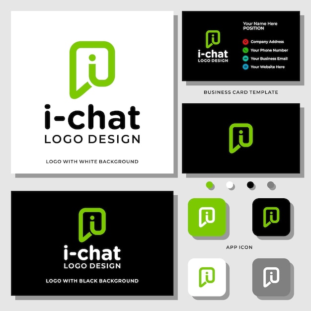 Letter i monogram chattechnologie logo-ontwerp met sjabloon voor visitekaartjes