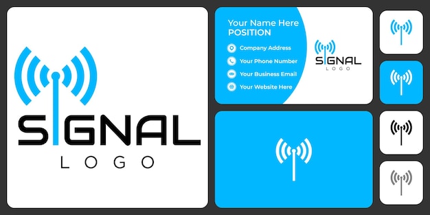 Letter I monogram signal logo design with business card template.