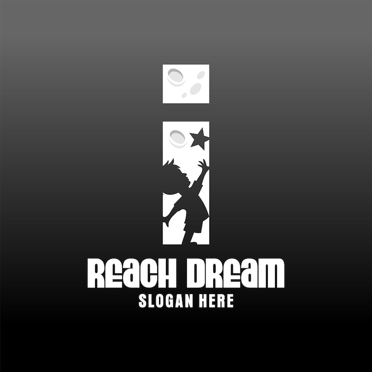 Vector 문자 i reach dream 로고 디자인 템플릿 영감 터 일러스트레이션